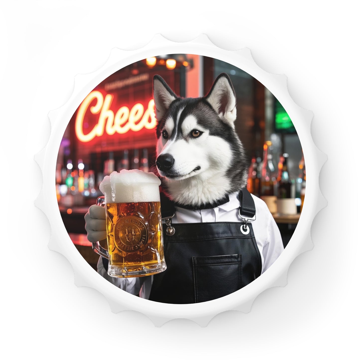 Husky Bartender Bottle Opener & Magnetic Fridge Decor I