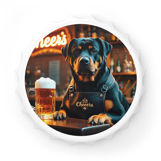 Rottweiler Bartender Bottle Opener & Magnetic Fridge Decor