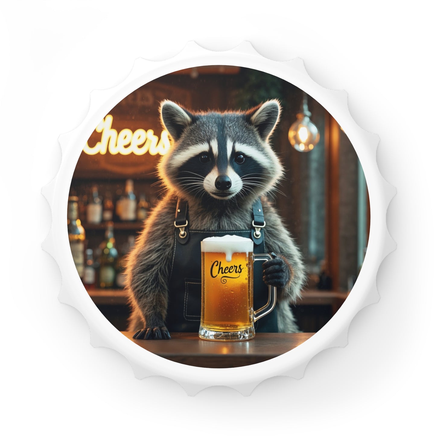 Raccoon Bartender Bottle Opener & Magnetic Fridge Decor