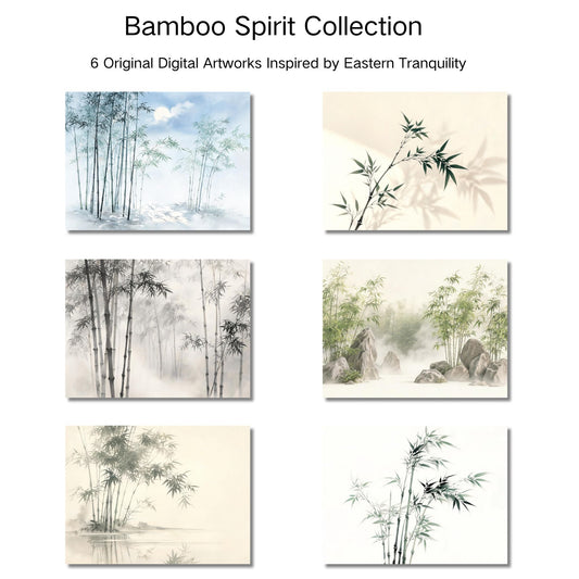 Bamboo Spirit Collection – 6 Original Digital Artworks Inspired by Eastern Tranquility